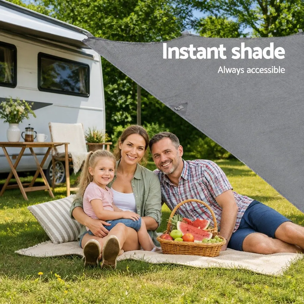 Caravan Privacy Screen Roll Out Awning 4M x 1.95M Grey