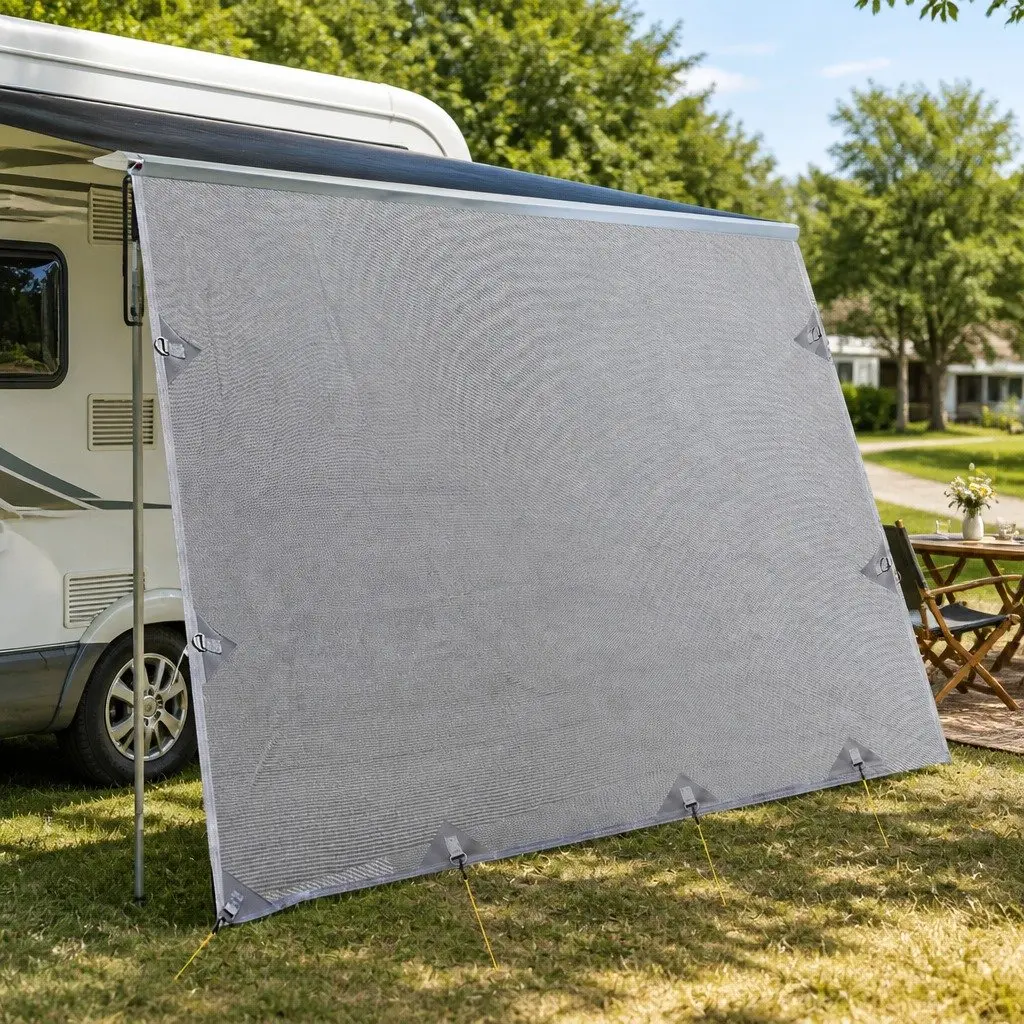 Caravan Privacy Screen Roll Out Awning 4M x 1.95M Grey