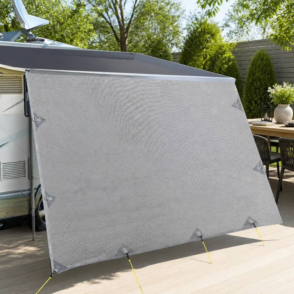 Caravan Privacy Screen End Wall Shade 4.9 x 1.95M Water-Repellent Polyethylene Grey