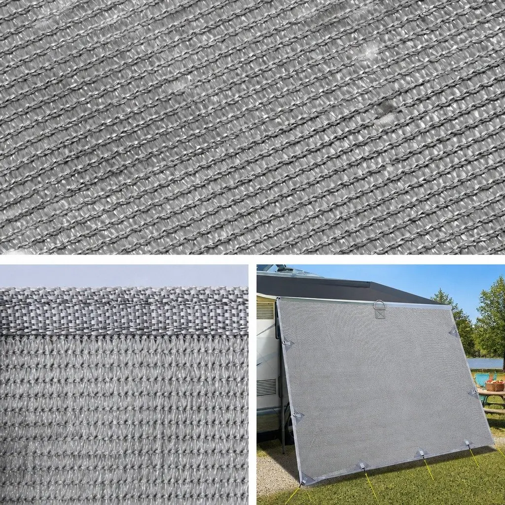 Caravan Privacy Screen Water-Repellent 5.2x1.95M Grey UV-Protected End Wall Side Sun Shade