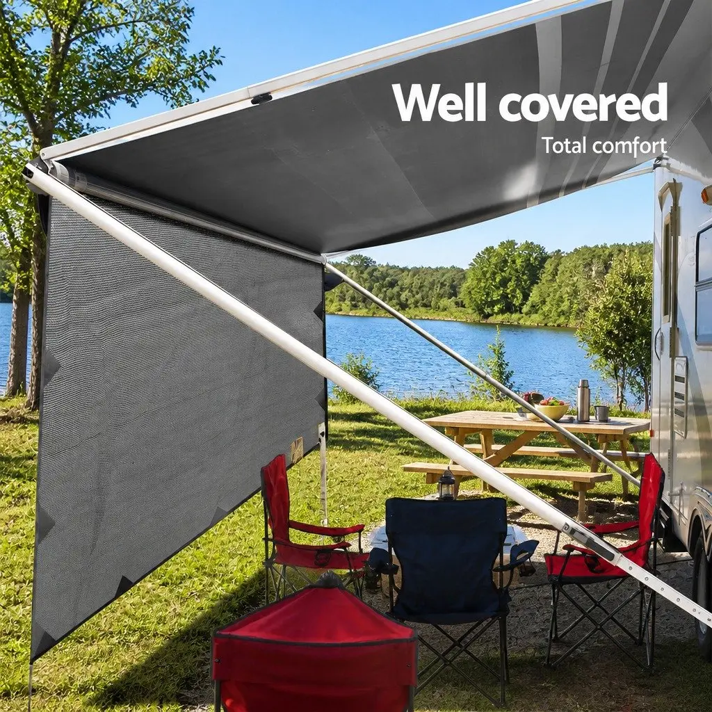 Caravan Privacy Screen Water-Repellent 5.2x1.95M Grey UV-Protected End Wall Side Sun Shade