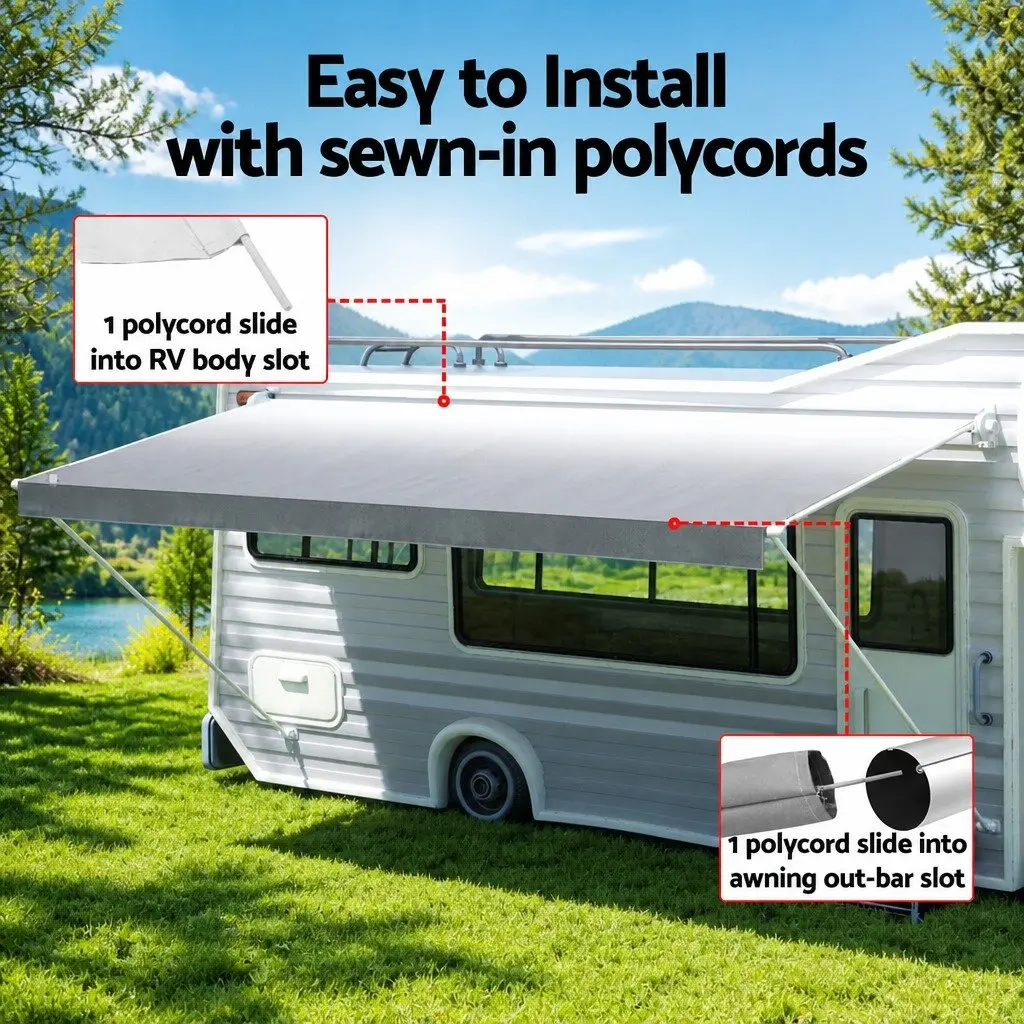 Caravan Awning Replacement Fabric Grey 12ft 340cm x 242cm Durable 1000D PVC Outdoor Shelter