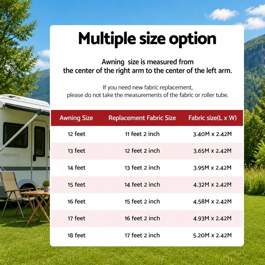 Caravan Awning Replacement Fabric 3.65M x 2.42M Grey 1000D PVC