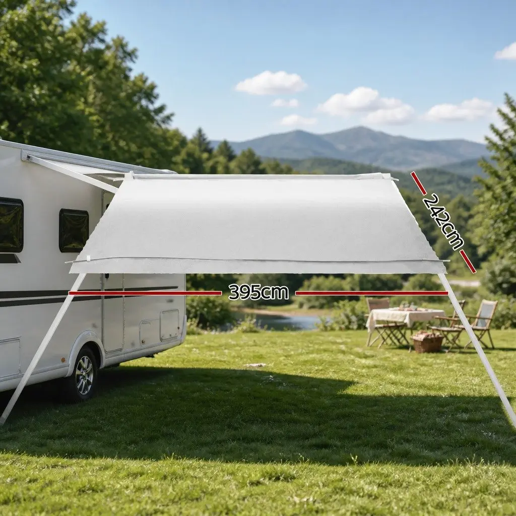 Caravan Awning Replacement Fabric 1000D PVC 3.95M x 2.42M Grey