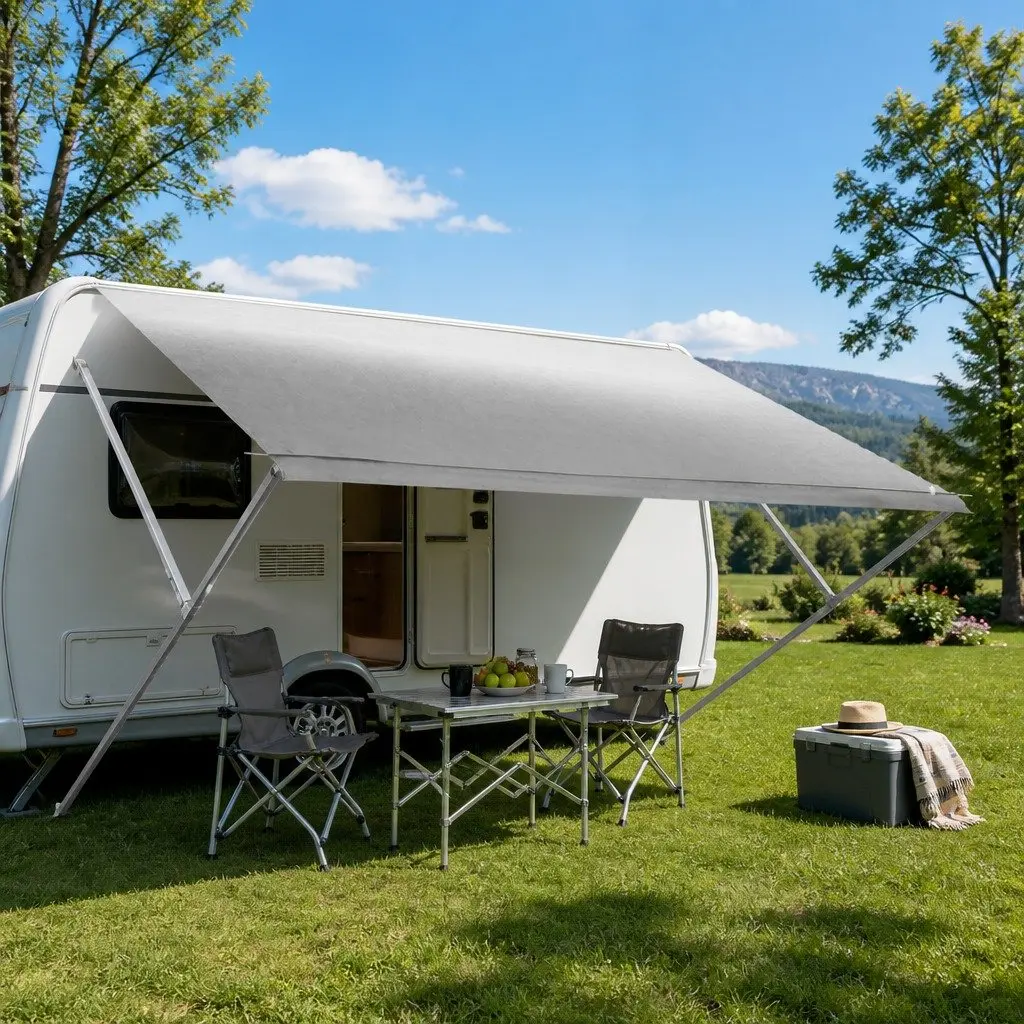Caravan Awning Replacement Fabric 1000D PVC 3.95M x 2.42M Grey