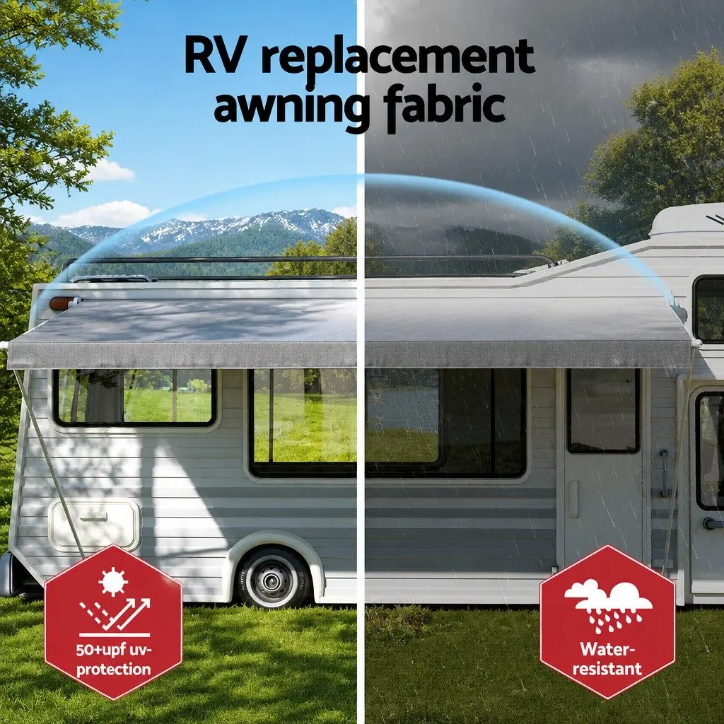 Caravan Awning Replacement Fabric 1000D PVC 3.95M x 2.42M Grey