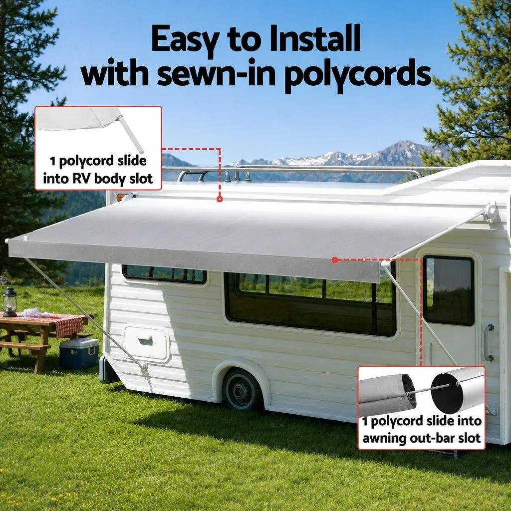Caravan Awning Replacement Fabric 1000D PVC 3.95M x 2.42M Grey