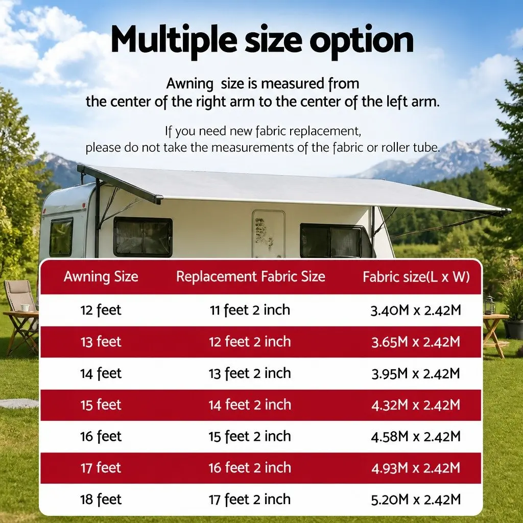Caravan Awning Replacement Fabric 1000D PVC 3.95M x 2.42M Grey