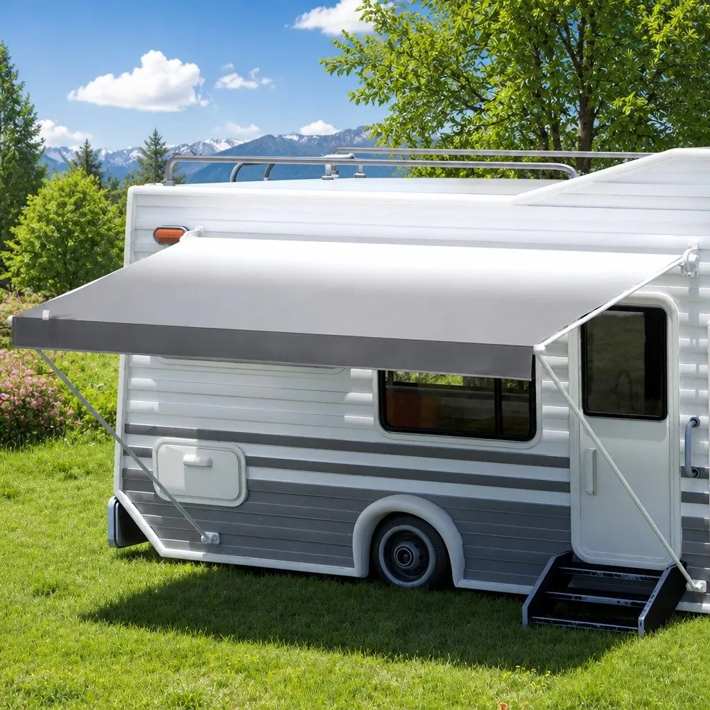 Caravan Awning Replacement Fabric 1000D PVC 3.95M x 2.42M Grey