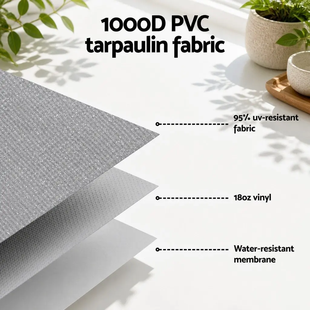 Awning Fabric Replacement 1000D PVC 18ft Grey 5.2M x 2.4M