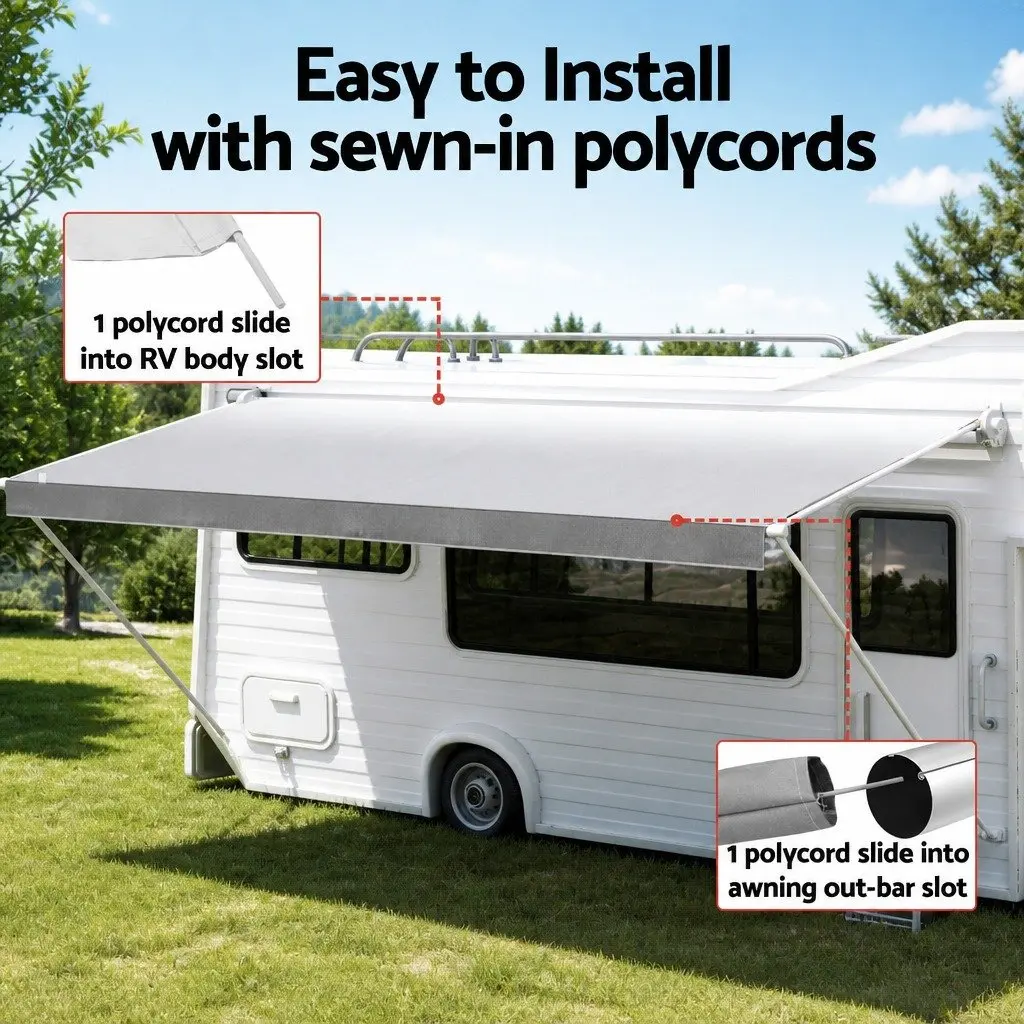 Awning Fabric Replacement 1000D PVC 18ft Grey 5.2M x 2.4M