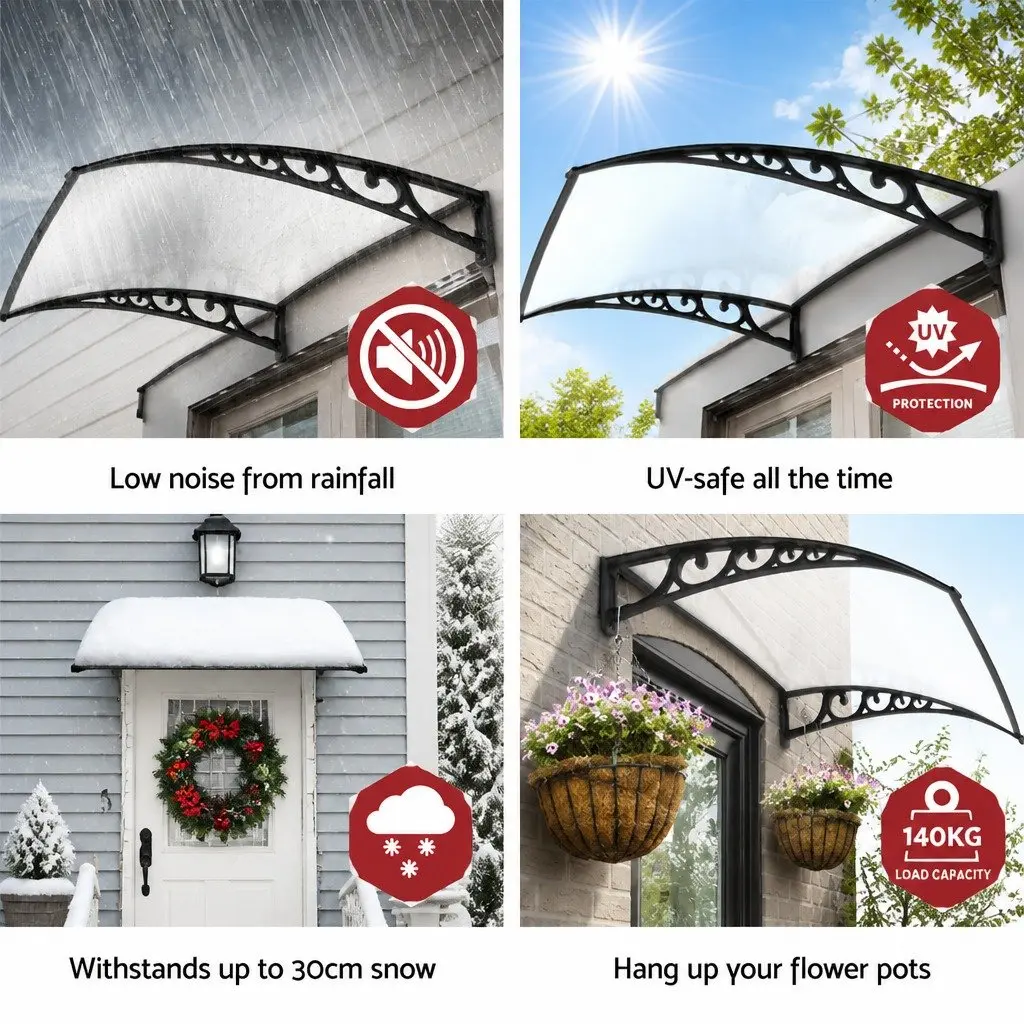 Window Door Awning PC Panel 1m x 1.2m Transparent Outdoor Sun Rain Protection