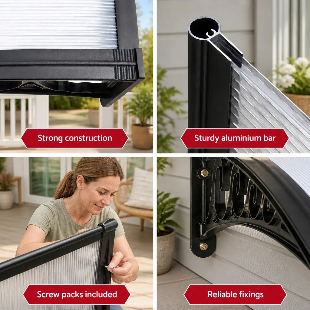 Window Door Awning PC Panel 1m x 1.2m Transparent Outdoor Sun Rain Protection