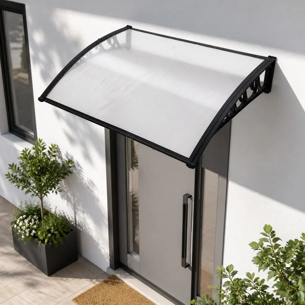 Window Door Awning 1m x 1.5m PC Panel Outdoor Canopy Shade Cover Protection