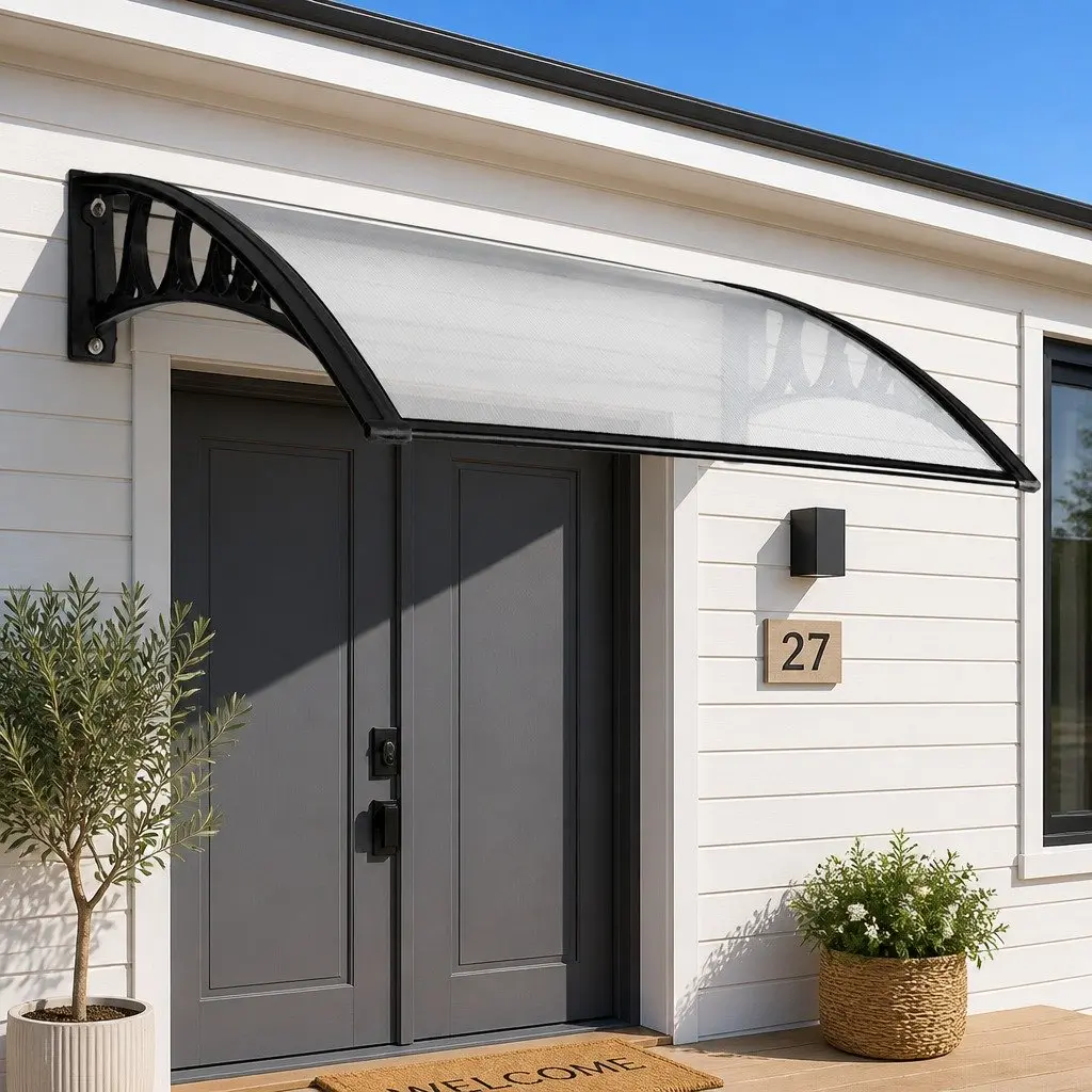 Window Door Awning 1m x 1.5m PC Panel Outdoor Canopy Shade Cover Protection