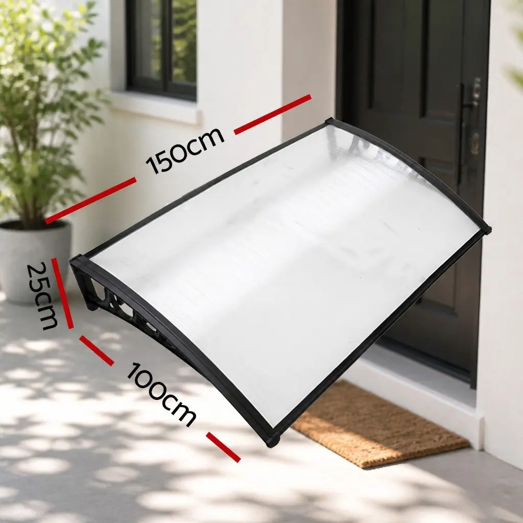 Window Door Awning 1m x 1.5m PC Panel Outdoor Canopy Shade Cover Protection