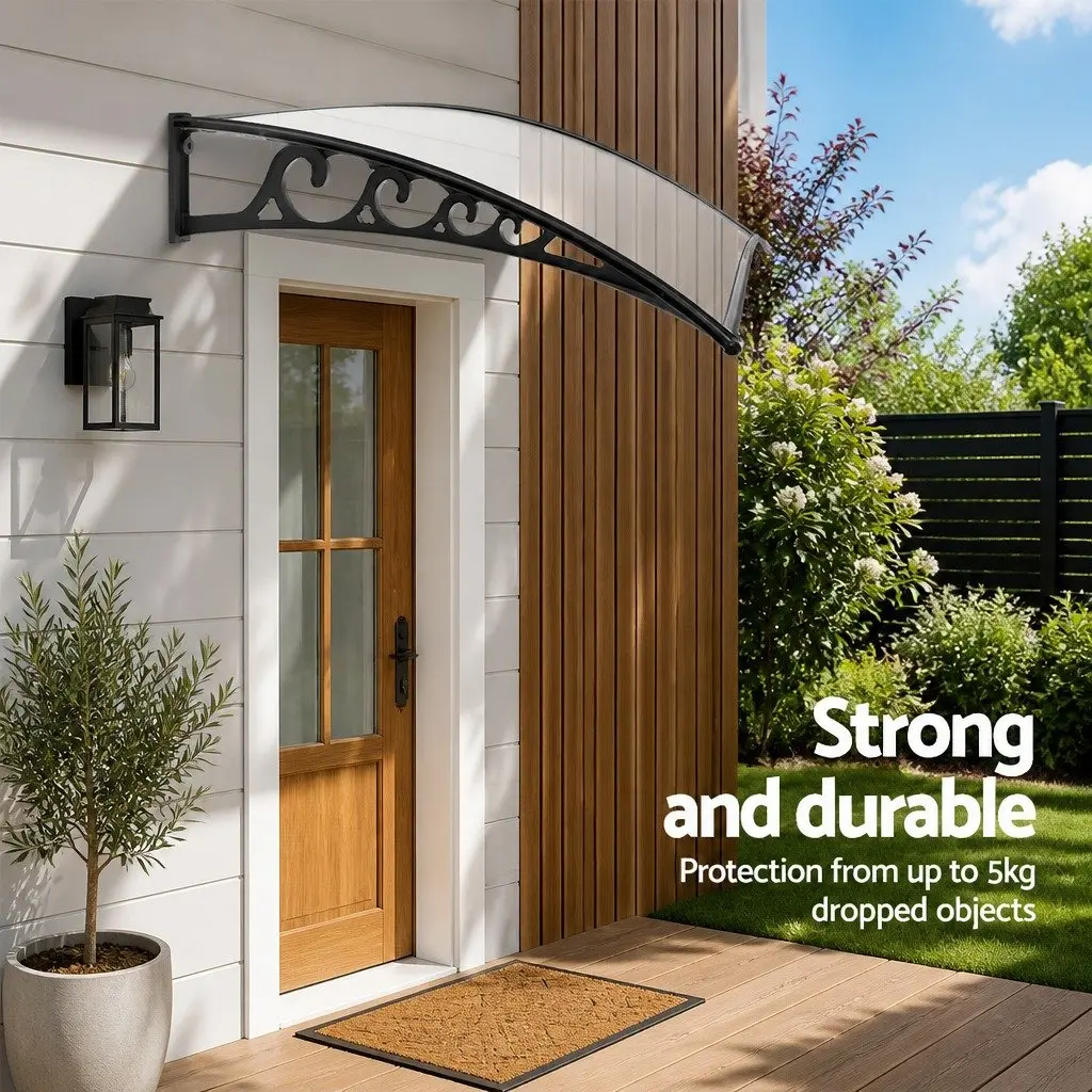 Window Door Awning 1m x 1.5m PC Panel Outdoor Canopy Shade Cover Protection
