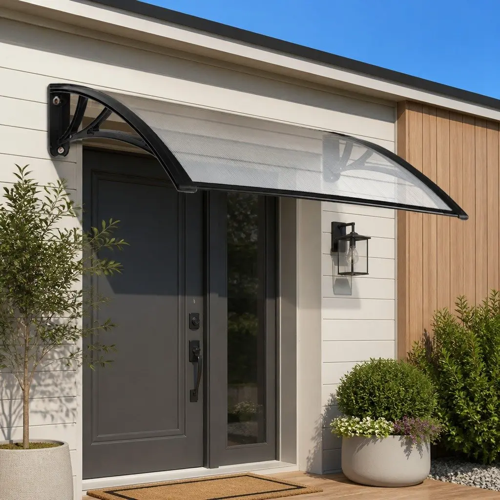 Window Door Awning 1m x 1.5m PC Panel Outdoor Canopy Shade Cover Protection