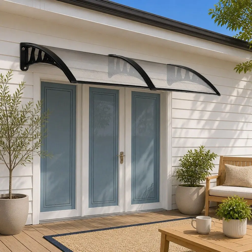 Window Door Awning 1m x 2.4m Transparent PC Panel Hollow Sunshade Rain Cover