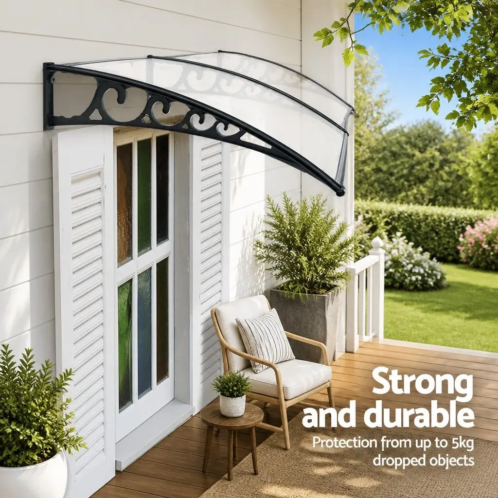 Window Door Awning 1m x 2.4m Transparent PC Panel Hollow Sunshade Rain Cover