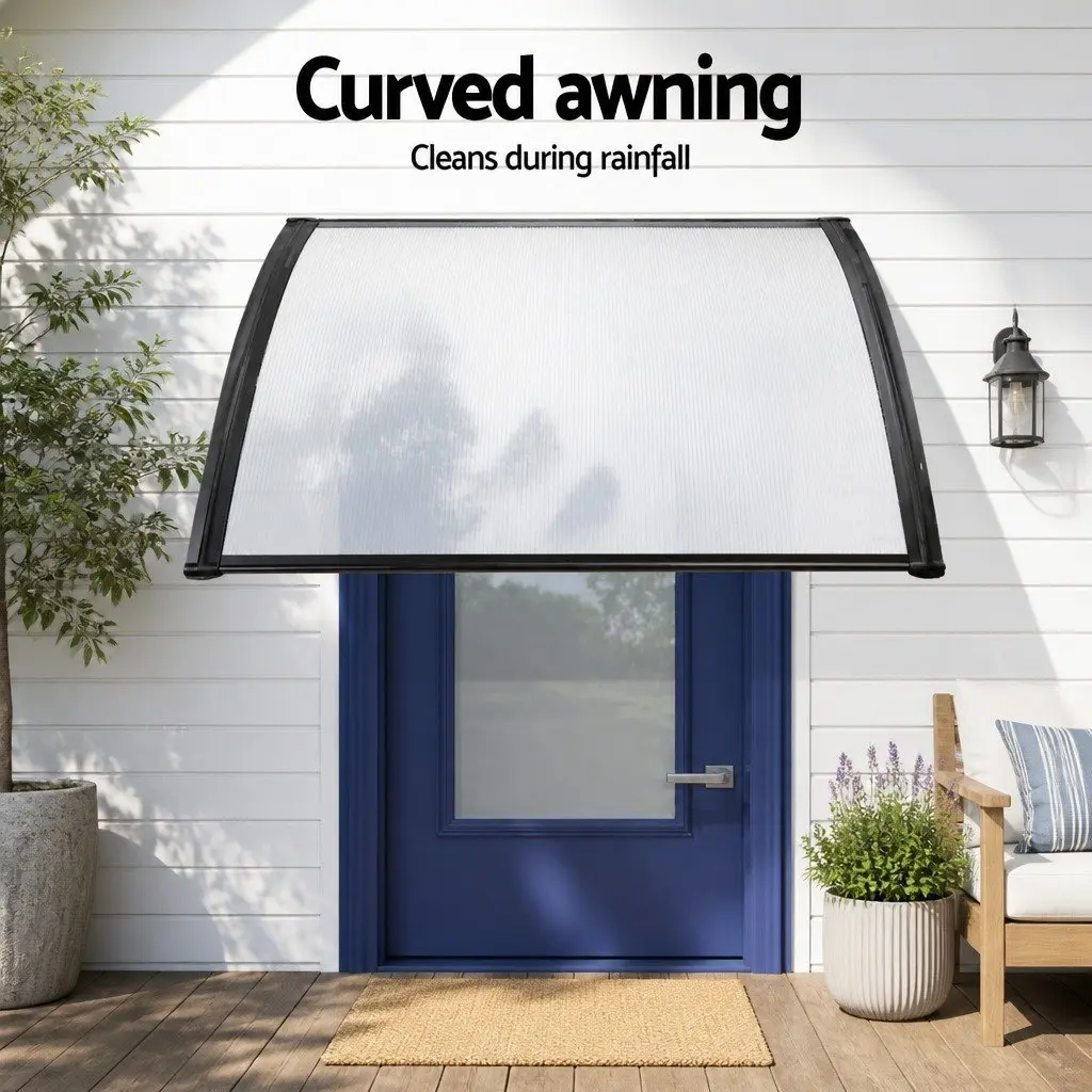 Window Door Awning 1m x 2.4m Transparent PC Panel Hollow Sunshade Rain Cover