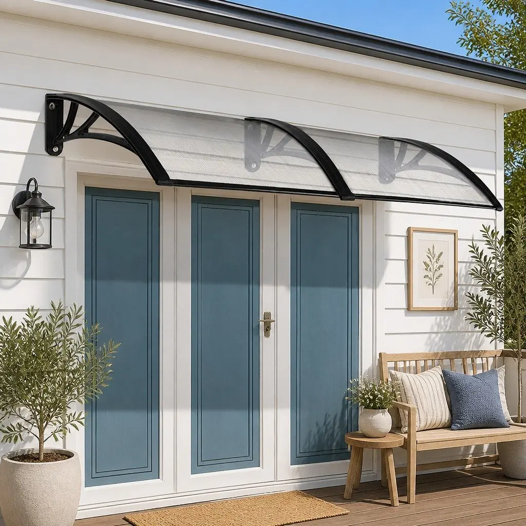 Window Door Awning 1m x 2.4m Transparent PC Panel Hollow Sunshade Rain Cover