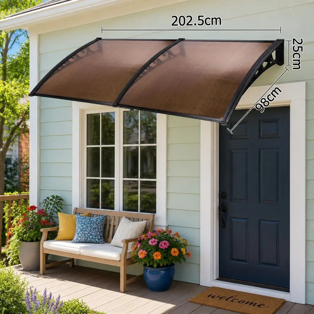 Awning Canopy Polycarbonate 1m x 2m Outdoor Shade Brown