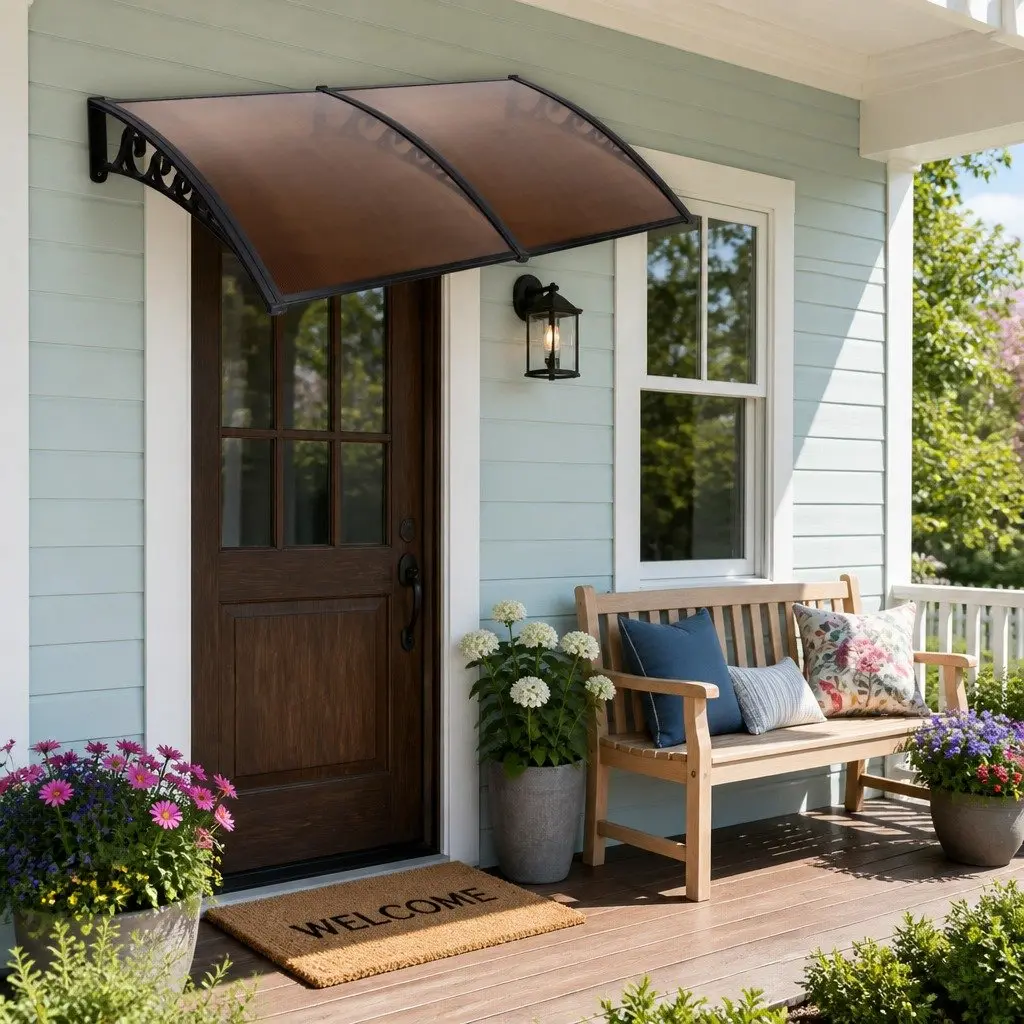Awning Canopy Polycarbonate 1m x 2m Outdoor Shade Brown