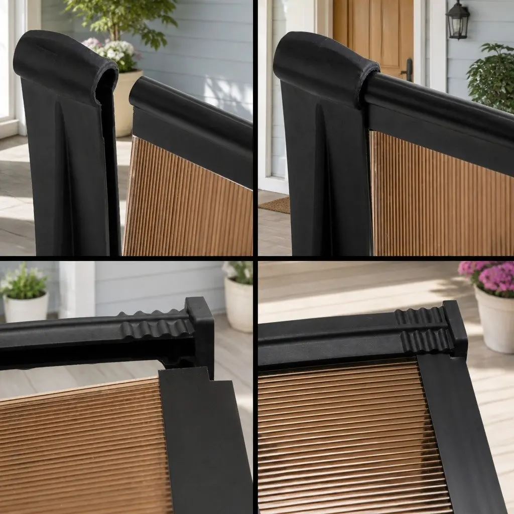 Window Door Awning 1mx3m Brown Black Polycarbonate Panel Aluminium Bars