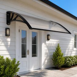 Window Door Awning Canopy 1m x 4m Clear Panel Black Brackets DIY Shade Cover