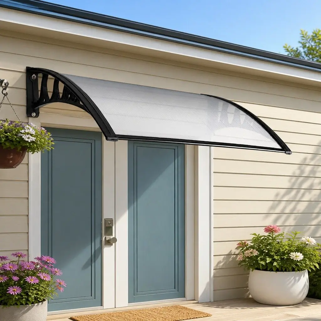 Awning Transparent Panel 1m x 1m UV Rain Resistant Aluminium Support Bars