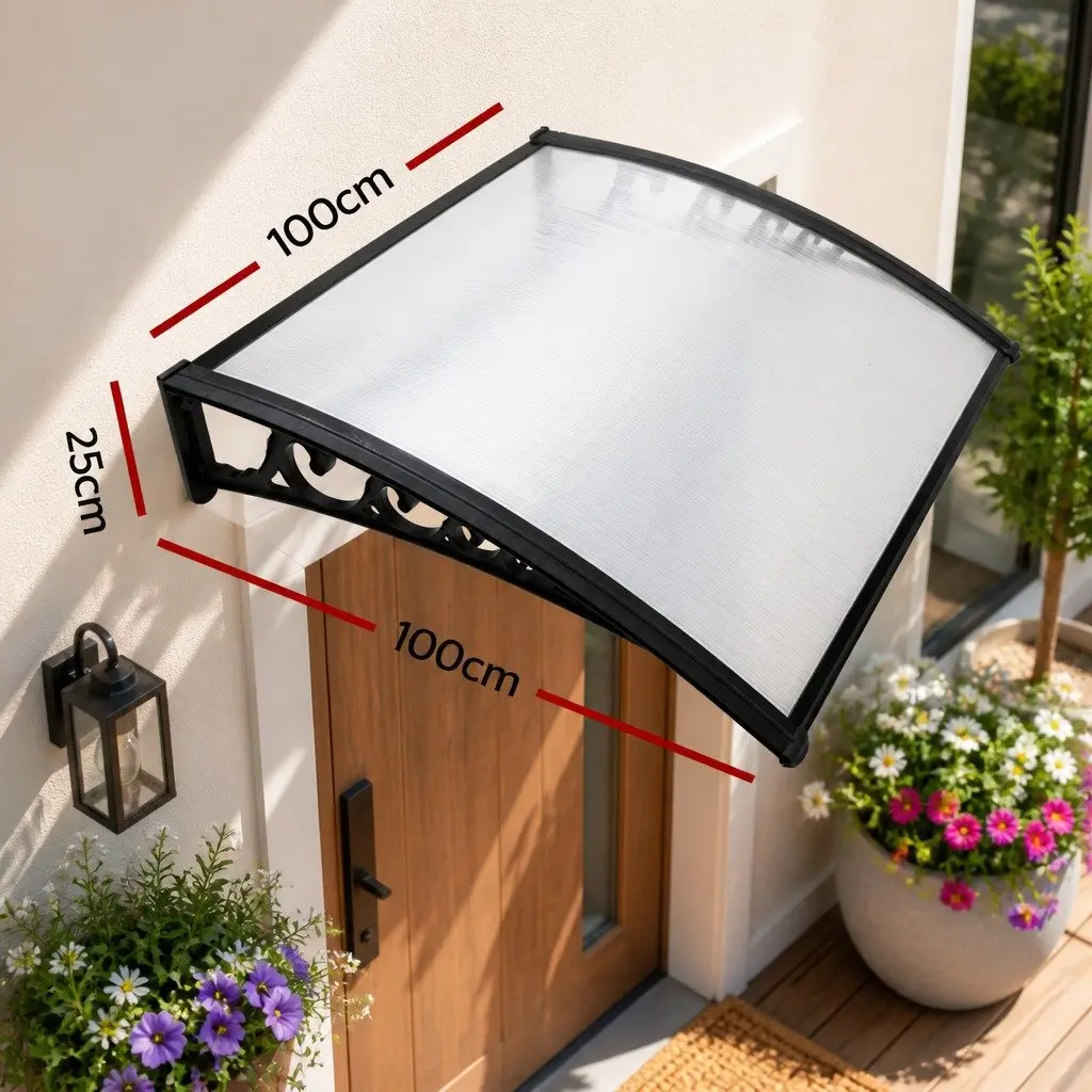 Awning Transparent Panel 1m x 1m UV Rain Resistant Aluminium Support Bars
