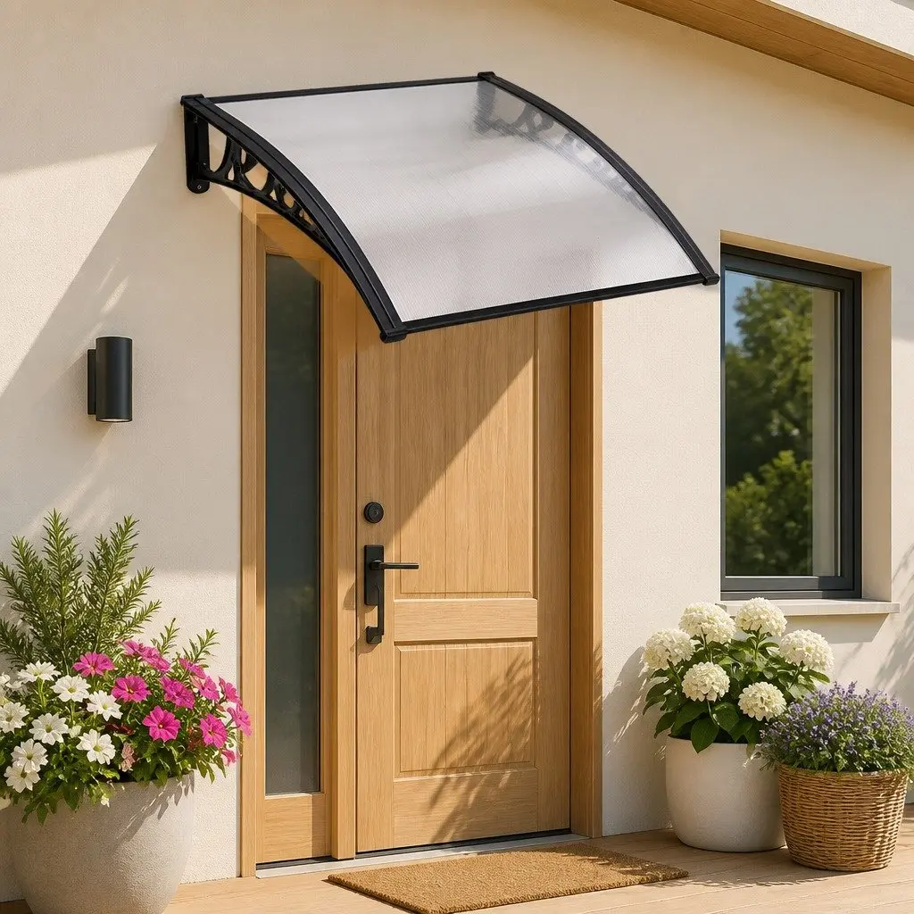 Awning Transparent Panel 1m x 1m UV Rain Resistant Aluminium Support Bars