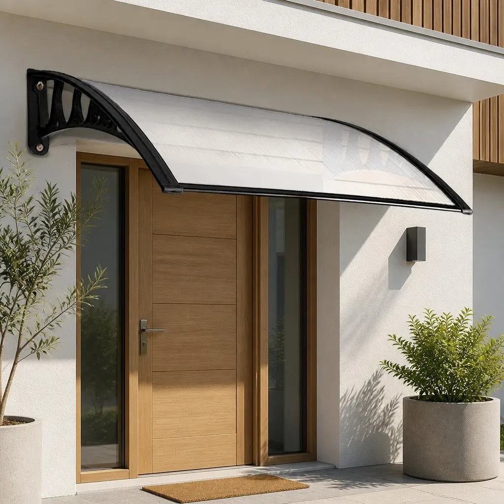 Awning PC Panel 1m x 3m Transparent Canopy with Aluminium Bars and Plastic Brackets