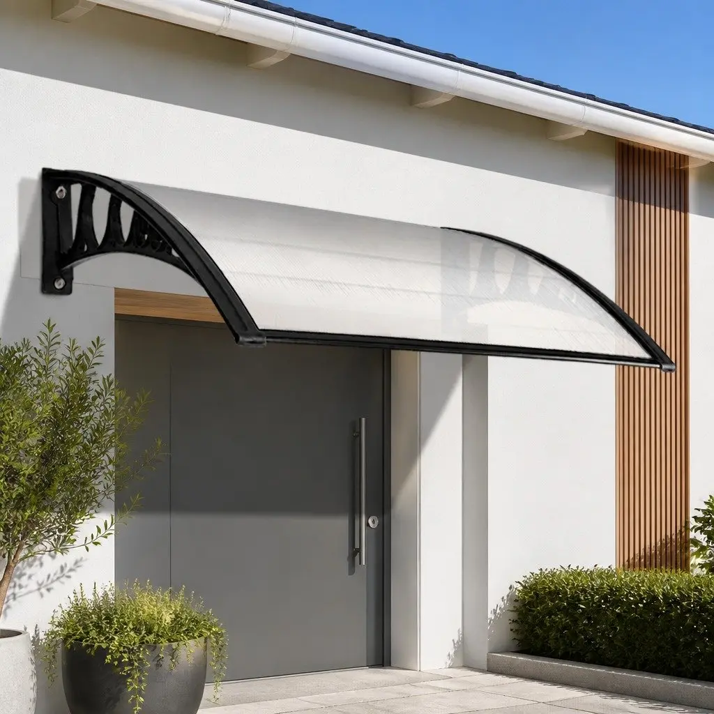 Window Door Awning 1m x 6m Transparent PC Panel Canopy Balcony Cover Shade
