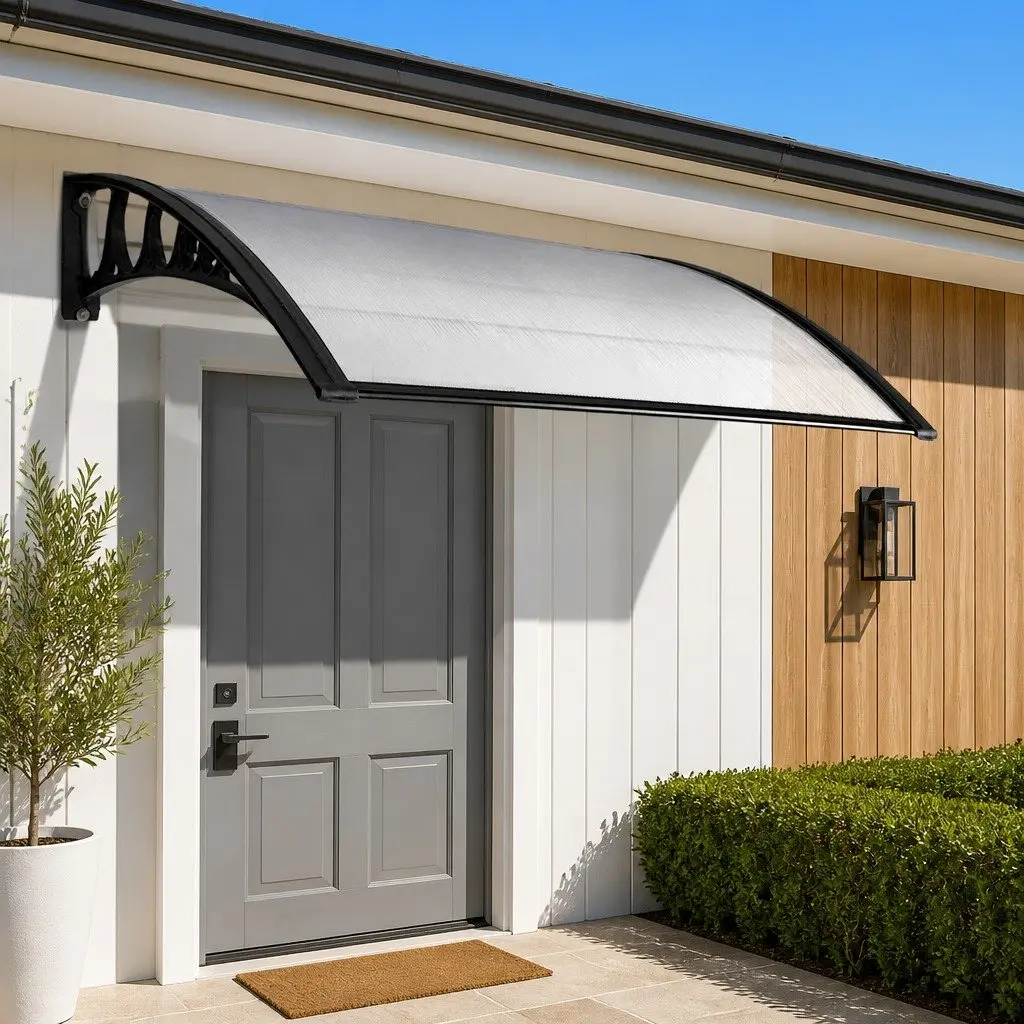 Window Door Awning 1m x 6m Transparent PC Panel Canopy Balcony Cover Shade