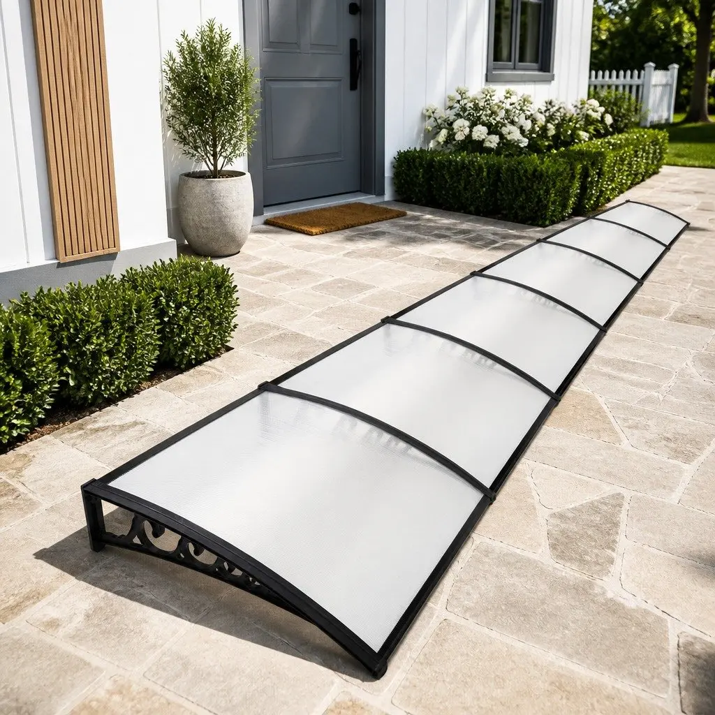 Window Door Awning 1m x 6m Transparent PC Panel Canopy Balcony Cover Shade