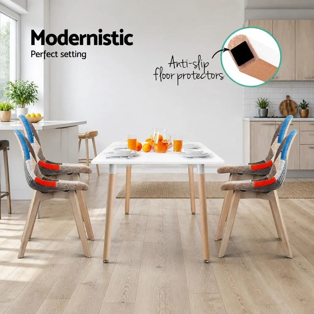 Dining Chairs Fabric Retro Multi-Colour Set of 2