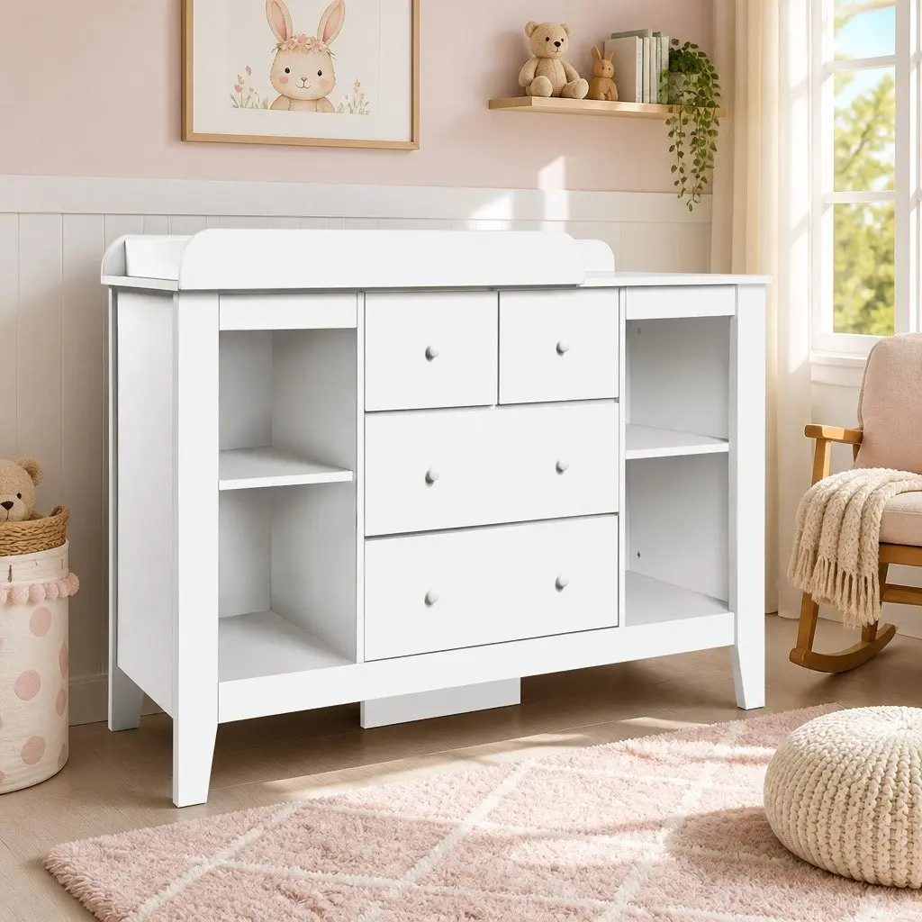 Changing Table Storage Chest MDF 142cm White