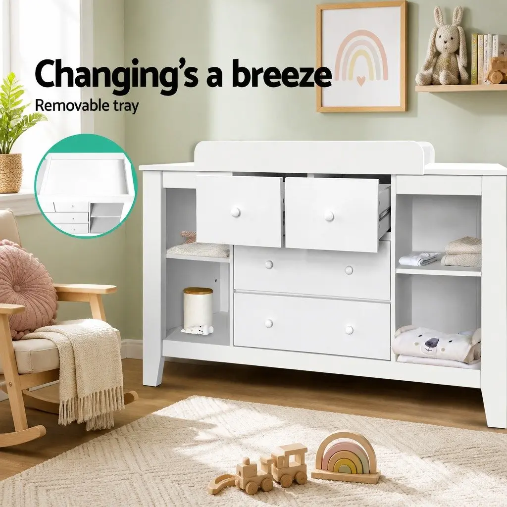 Changing Table Storage Chest MDF 142cm White