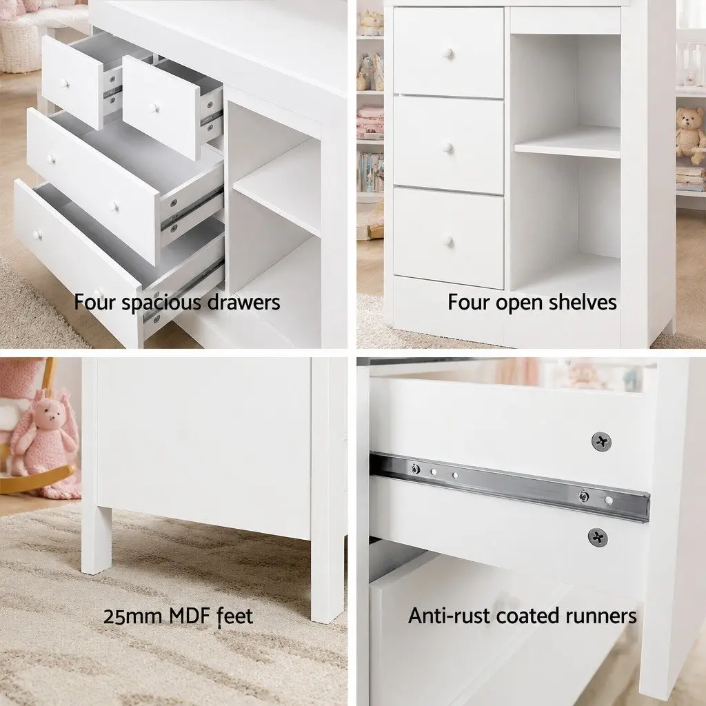 Changing Table Storage Chest MDF 142cm White