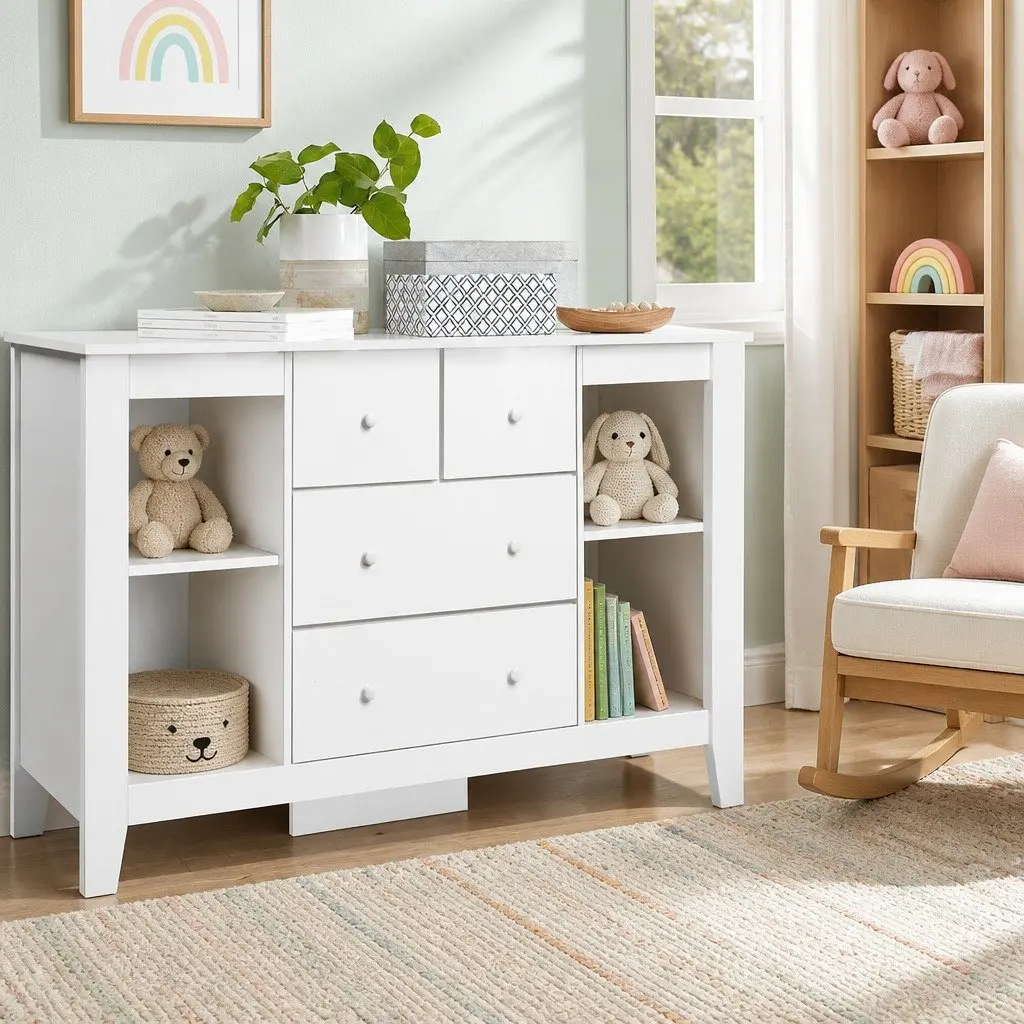 Changing Table Storage Chest MDF 142cm White