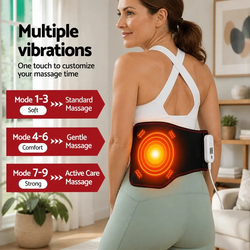Lumbar Support Belt Airbag Traction Vibration Massage Heat Therapy 124cm Black