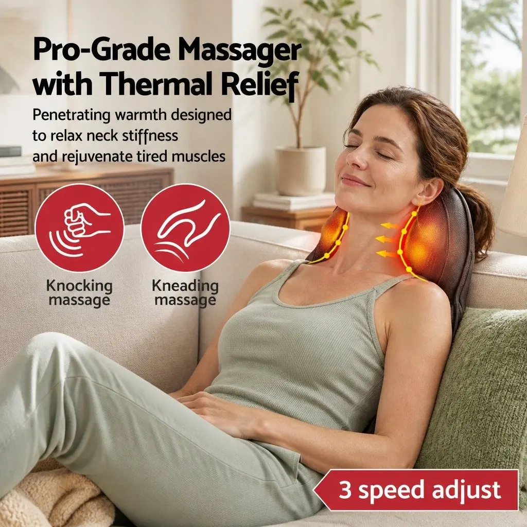 Back Massager Cordless Electric Ergonomic 3-Speed Black