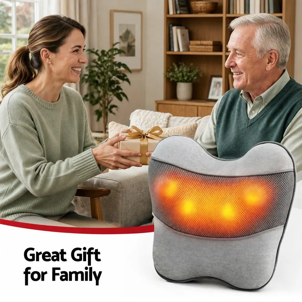 Massage Pillow USB Neck Shoulder Lumbar Support Grey 34cm x 32cm
