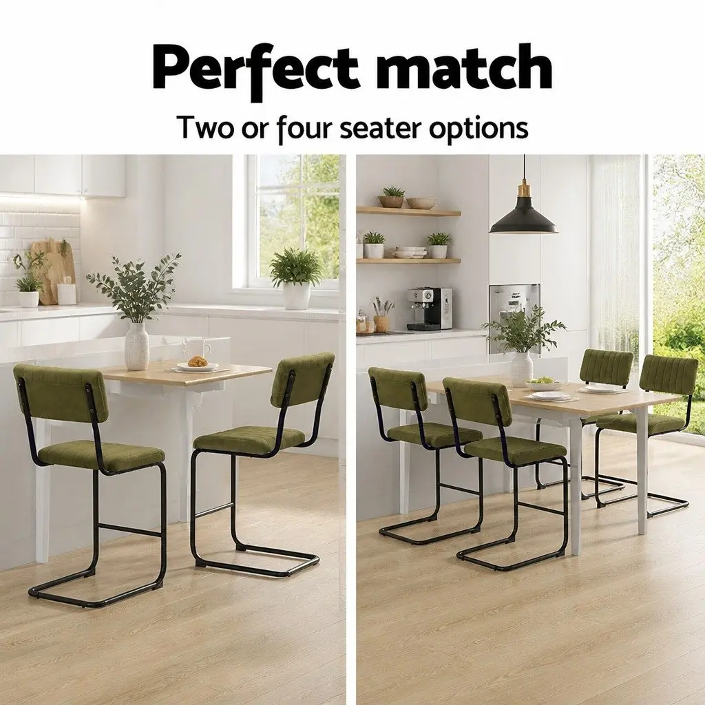 Bar Stools Velvet Cushioned Seat Back Support Metal Footrest Green 2 Piece