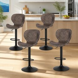 Bar Stools Set of 4 Swivel Kitchen Counter Chair Adjustable Height Wing PE