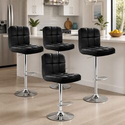 Practical Set of 4 Black Bar Stools for Any Home