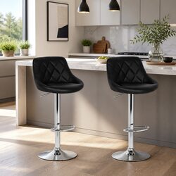 Versatile Black Bar Stools with Gas Lift for Home Use - Set of 2
