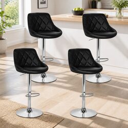 Practical Set of 4 Bar Stools with Gas Lift for Home Use